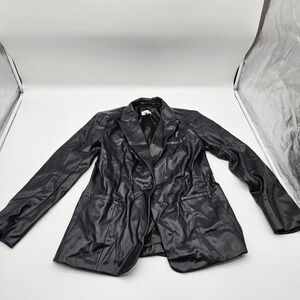 Sofia Jeans by Sofia Vergara Black‎ Faux Leather Blazer Jacket Size L 12-14